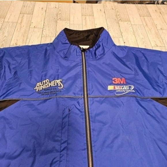 Vintage Reebok Blue/Black Auto Finishers 3M NASCAR Windbreaker Jacket Size XXL - Picture 2 of 10